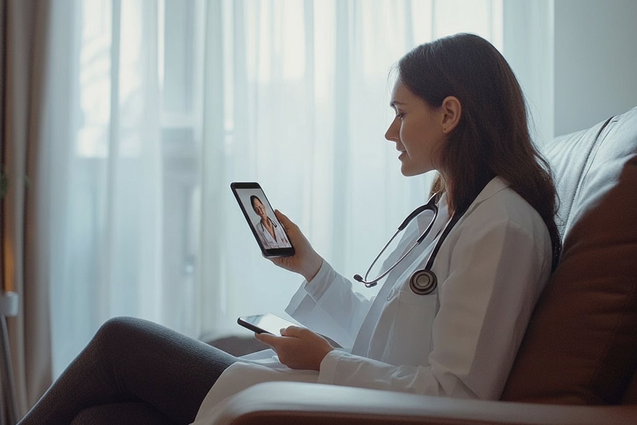 a doctor on a video call